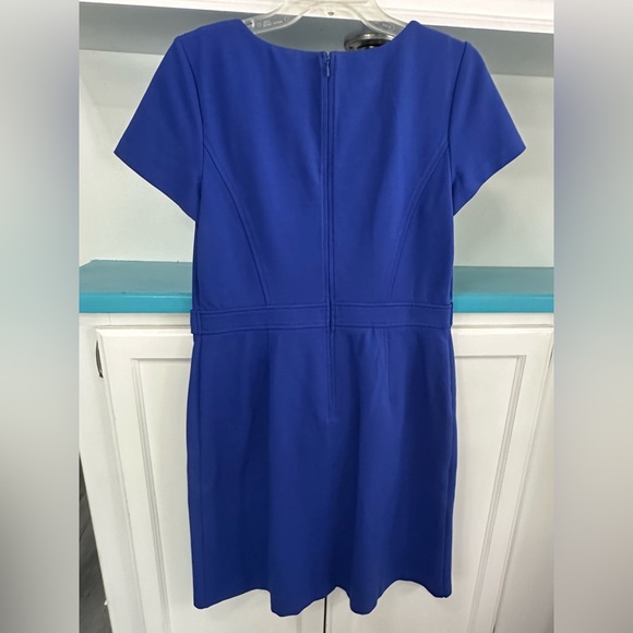 TALBOTS Dress Women’s Size 8 Blue Midi‎ Cap Sleeve Fitted Stretch Professional - Picture 2 of 7